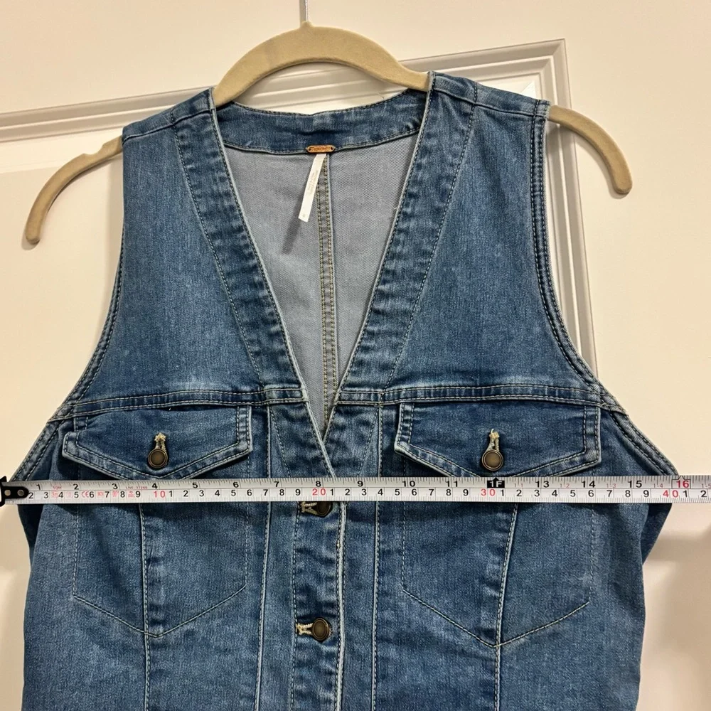 Free People Wandering Star Denim Mini Dress Size 6 - Picture 3 of 5